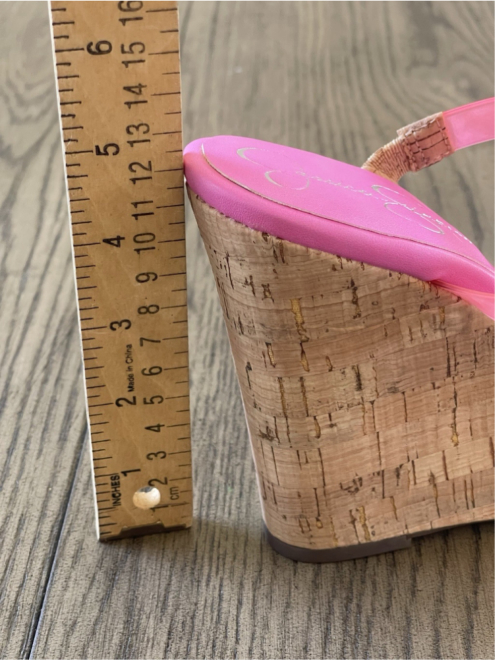 Jessica Simpson Women’s Pink/Brown Slip-On Wedge Sandals Logo Synthetic 7.5 - Picture 5 of 8